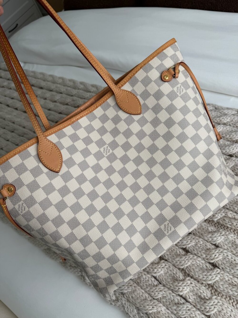 Louis Vuitton Neverfull MM - Damier Azur, Rose Ballerine + Pochette